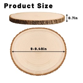JILTWO 4Pcs 9-9.5 Inch Unfinished Wood Slices, Wood Rounds Cookies for Crafts, Rustic Wood Circles & Slabs, Wooden Discs for Tables Decor- Perfect for Centerpieces, Art Projects and Rustic Weddings