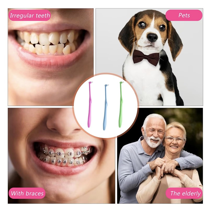 3 Pieces Tuft Toothbrushes Slim Interspace Teeth Brush for Orthodontic