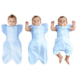 Transition Swaddle, Baby Swaddle 3-6 Months 12-18 lb, Arms In/Out Swaddle Sleep Sack with 2-Way Zipper Moisture-Wicking Fabric, Improves Sleep Snug Fit Helps Calm Startle Reflex,1Pack,Blue