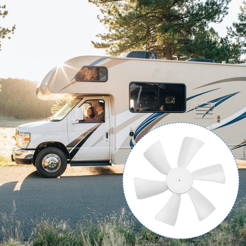 RV Vent Fan Blade, 12V D-Shaft RV Bathroom Fan, White