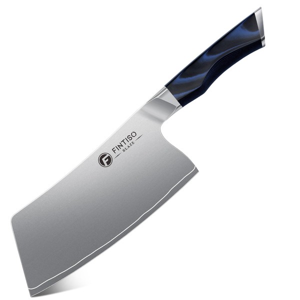 FINTISO Cleaver Knife 7 In, Kitchen Butcher Knife with G10