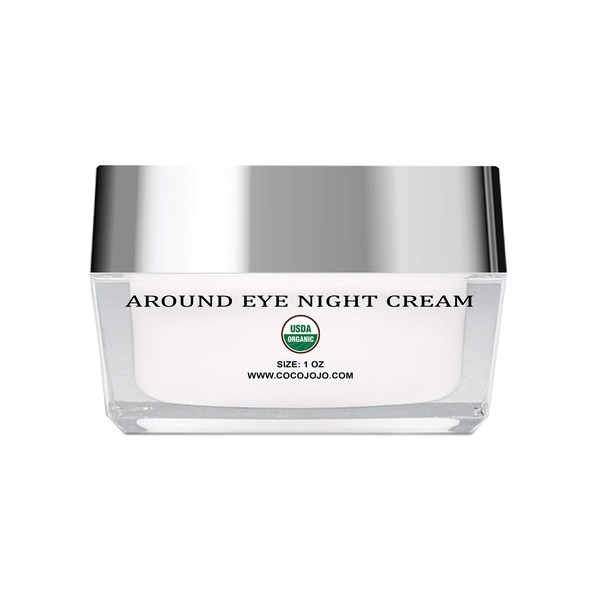 Around Eye Night Cream - 100% USDA Certified Organic Ingredients - 1 oz - Ultra Hydrating, Non-GMO, Vegan Formula that Moisturizes, Soothes & Hydrates Around Eye - Vitamin E, Jojoba, Aloe Vera