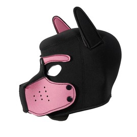 Adults Neoprene Puppy Hood Mask Pup Play Gear, Removable Cosplay Dog Full Face Pup Hood Pup Mask (Pink)