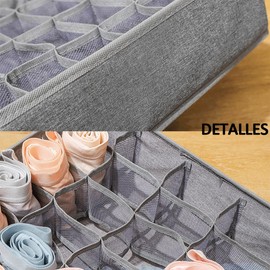 Organizadores de cajones de ropa,separadores organizadores de ropa interior de calcetines,organizadores de armario plegables de tela de 47 celdas para calcetine,ropa interior,corbata (gris)