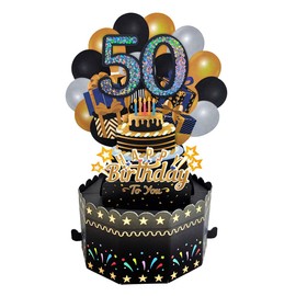 Pop Up Birthday Card,3D Greeting Card for 50th Birthday