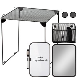 Svartur Black Locker Organizer Kit with Shelf, Shelf, Mirror, Pen Holder, Whiteboard, Back to School Essentials, 7-Piece Decoration Kit