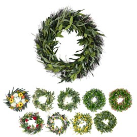 Artificial Olive Leaf Front Door Wreath - 16-24 Inch Indoor & Outdoor Wreaths for Front Door, Faux Floral Outdoor Wreath for Home, Farmhouse, Spring, Summer, Fall, All Seasons