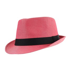 WESTEND Unisex Spring/Summer Herringbone Fashion Fedora Hat Fuchsia