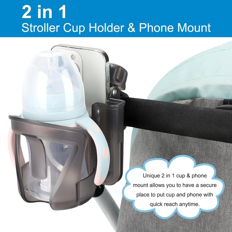 Accmor Stroller Cup Holder, Universal Cup Holder, 360° Rotatable Large