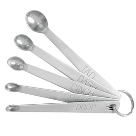5PCS Stainless Steel Measuring Spoons, Set of 5 (Tad, Dash, Pinch, Smidgen and Drop) Mini Spoon for Baking Cooking- 1/64, 1/32, 1/16, 1/8 and 1/4 Teaspoon