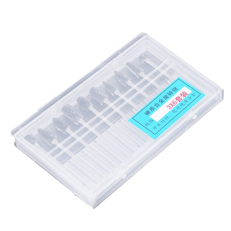 One Set 10 Tungsten Steel Carbide Burrs for Rotary Tool