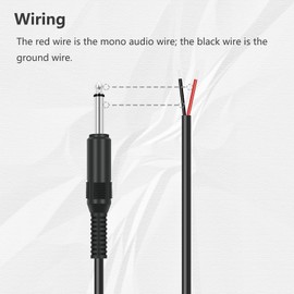 Bolvek 6ft Speaker Wire to 6.35mm 1/4 inch TS Mono Male Plug Adapter Connector to Bare Wire Open End Audio Cable for Microphone Speakers