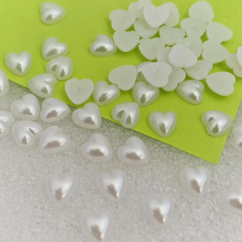 MajorCrafts® 240pcs 8mm White Flat Back Heart Shaped Resin Pearls