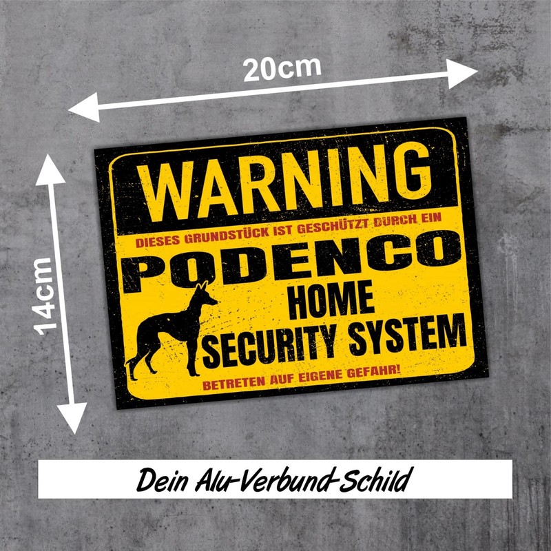 Podenco Warning Security System Door Sign Dog Sign Warning Sign