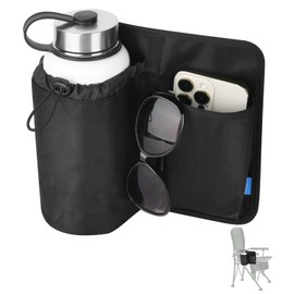 Xxerciz Chair Cup Holder with Phone Holder Adjustable Nylon Armrest Drink Holder Organizer Universal Water Bottle Holder for Patio Recliner Chair, Beach Chair, Folding Camping Chair