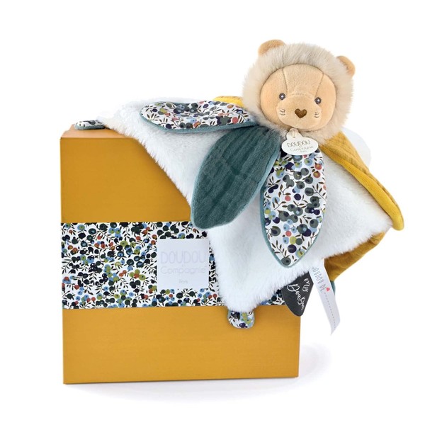 Doudou et Compagnie - Boh'aime DC4025 Cuddly Toy Petal Lion Yellow 27 cm Gift Birth - Beautiful Gift Box