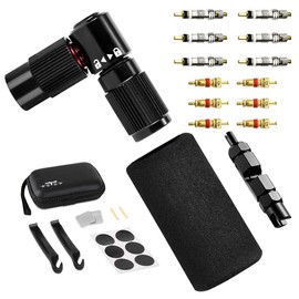 WOTOW CO2 Inflator for Bike Tires with Storage Case, Quick Inflate Bicycle Pump Nozzle Fits Presta/Schrader Valve & Insulated Sleeve & Tire Valve Repair Tool Glueless Tube Patch Kit, No Cartridge