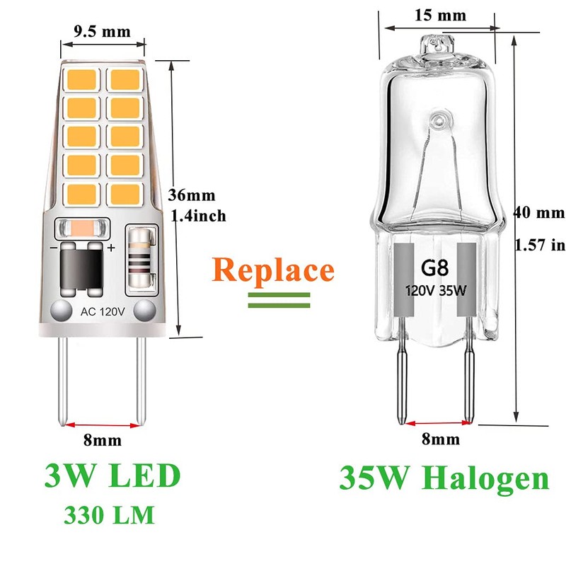 Kapata 5 Pack G8 LED Bulb Soft White 2700K 120V