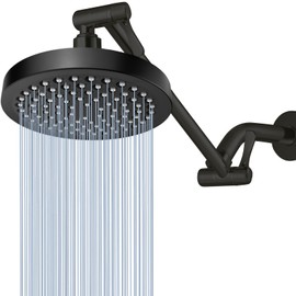 Nuodan High Pressure Rain Shower Head with 11'' Extension Arm - High Flow Rainfall Showerhead - Luxury Modern Look - Pressure Boosting (Matte Black)