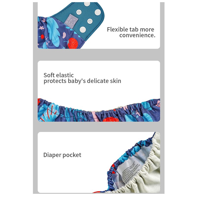 4pcs/pack Baby Cloth Diapers Washable Reusable Pocket Cloth Diaper Quick