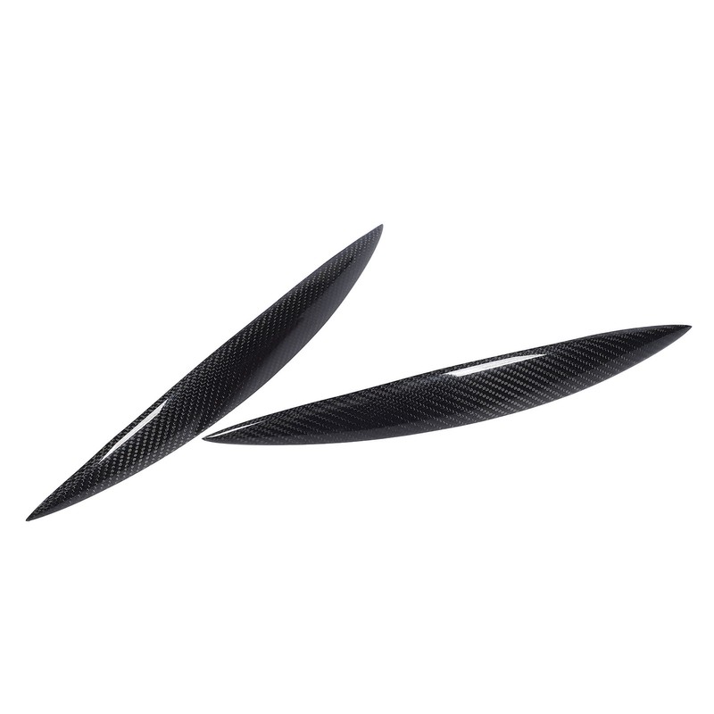 2pcs Carbon Fiber Headlight Eyebrows Left Right Glossy 3K Twill