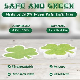 JarThenaAMCS 12 Pack St. Patrick's Day Kitchen Sponges Green Shamrock Clover Shaped Dish Washing Sponges Non Scratch Household Cleaning Scrub Sponges for Irish Home Restaurant