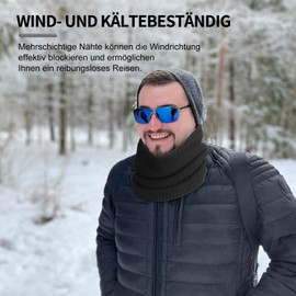 Prizmxed Men's Winter Loop Scarf, Men's Knitted Scarf Made of Velvet, Neck Warmer, Super Soft and Comfortable, Suitable for Outdoor Travel, Skiing and Cycling, Black (diagonal stripes)