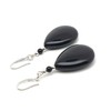 THEPRETTYBITS Black Agate Teardrop Earrings, Beaded Natural Gemstone, Long Dangle