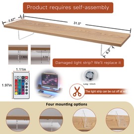 LA QUEENIE Monitor Stand Riser,Wood & Acrylic Computer Monitor Stand with LED Light,Desk Accessories Desktop Organizer Stand for Computer,Laptop,Printer,PC & TV Screen Riser