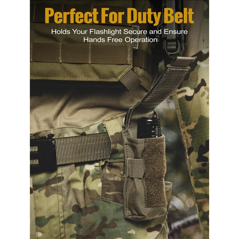 OneTigris Tactical Flashlight Holster for Duty Belt, MOLLE Flashlight Pouch