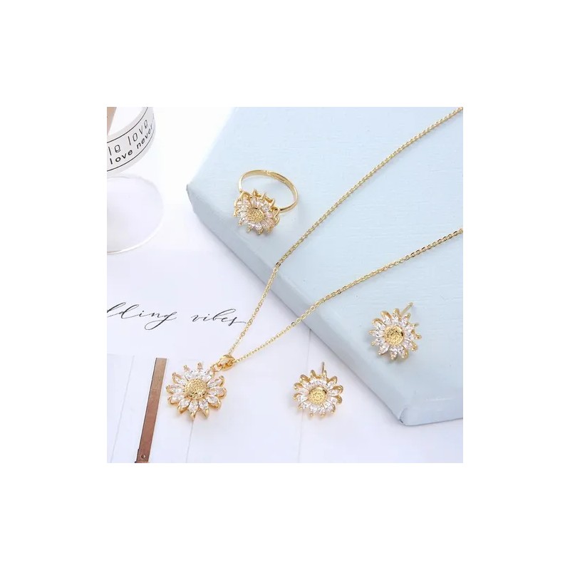Collar Girasol Para Mujer Chapado En Oro De 18 Quilates