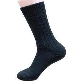 Merino Wool / Organic Cotton Calf-Length Socks With Durable Felt Sole (3. UK 6.5-7 / EU 40-41, 1. Black)