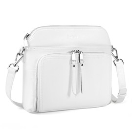 befen White Genuine Leather Crossbody Purse for Women, Woman Small Crossbody Shoulder Bags Travel Purses with Built in RFID Wallet