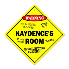 Kaydence's Room Sign Crossing Zone Xing | Indoor/Outdoor | 14" Tall Kids Bedroom Decor Door Children's Name boy Girl