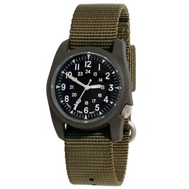 Bertucci Black Dial Dark Olive Case RETROFORM OD Nylon Band Wrist Watch
