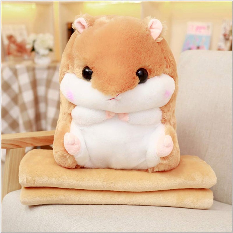 YunNasi Cuddly Plush Stuffed Hamster Pillow with Comfortable Blanket of