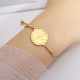 EUEAVAN Seal of 7th Archangel Michael Bracelet for Women Seal of The Seven Archangels Talisman Saint Michael Stainless Steel Amulet Pagan Jewelry (archangel gold)