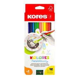 Kores Akuarelle Watercolour Pencils, Triangular (Box of 12 Colours + Brush)