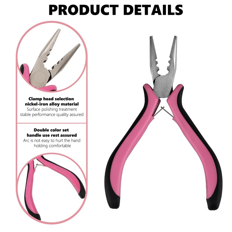 3 Stück Microring Extensions Zubehör, professionelles Nano-Haarverlängerungswerkzeug,Extensions Zange und Schlaufeneinfädler,