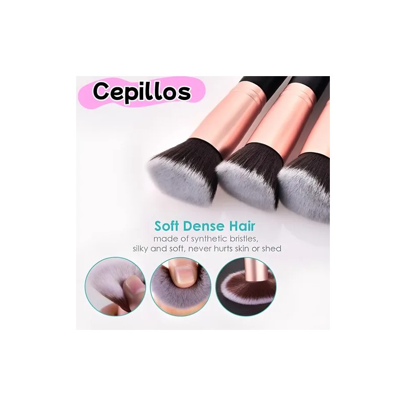 45pzs Brochas Maquillaje Base Profesional Kit Con Esponjas