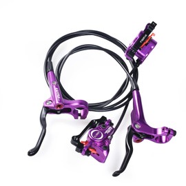 ThinkTop Bike Hydraulic Brake Kit Lightweight Shimano High Performance 800/1450mm MTB Bicycle Hydraulic Dual Piston Driving Disc Brake Set Front and Rear Set Purple