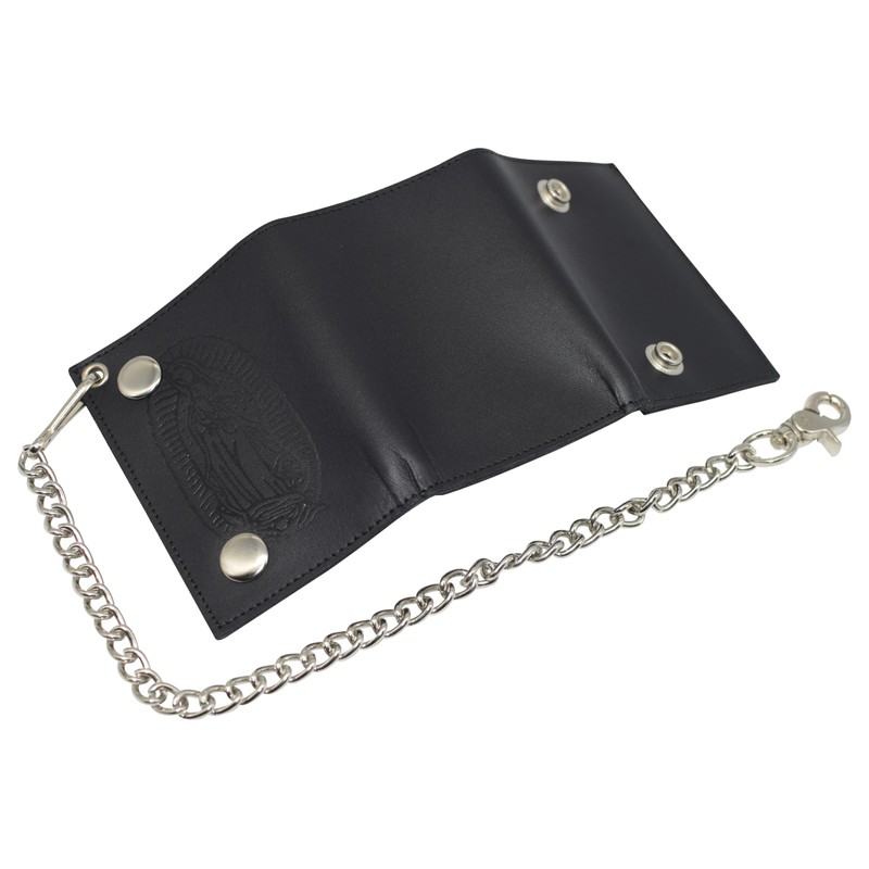 MARSHAL Guadalupe Virgin Men's Trifold Biker RFID Blocking Genuine Leather
