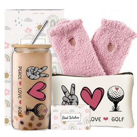 Golf Gifts for Women, Unique Gifts for Golf Players, Birthday Gifts Ideas for Golf Lover Friends Sister Mom, Golf Inspirational Gifts Coach Gifts Set with Glass Cup