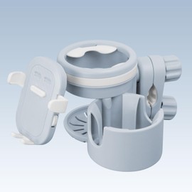 tecopeco Baby Card Link Holder, Stroller (Can Store Smartphones), Cup Holder, Accessories, Smartphone, Baby Angle, 360° Rotation (Blue Gray)