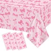 Homanu 3 Pack Pink Birthday Bow Party Decorations Tablecloths, Large