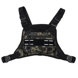 CamGo Tactical Outdoor Sports Chest Bag for Men, Molle EDC Vest Chest Pack for Sports Running Hiking Workout (#01-Black CP)