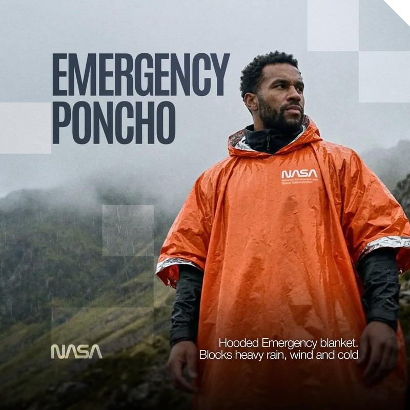 NASA Emergency Poncho – Anti-Tear Mylar™ Blanket (4-Pack, Solar Orange)