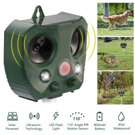 iMountek Animal & Pest Repeller Ultrasonic Solar Powered Sensor w/ Flashing Light Outdoor