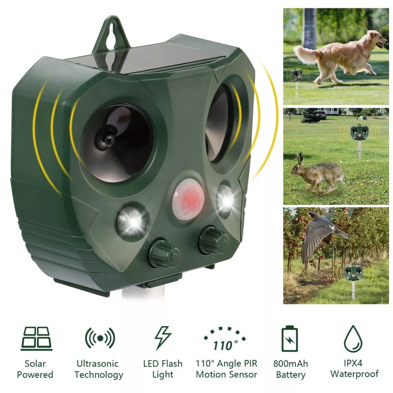 iMountek Animal & Pest Repeller Ultrasonic Solar Powered Sensor w/