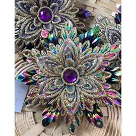 Gisela Graham Luxury Peacock Shades 3D Double Sided Snowflake Hanging Christmas Tree Decoration